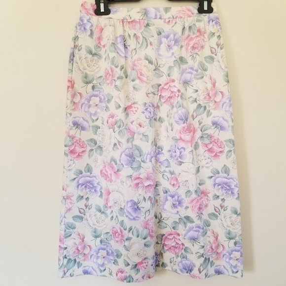 VINTAGE Margaret Smith Floral Midi A-line Skirt Size Vint 10 - Picture 8 of 10